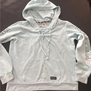 womens sz small victorias secret pink hoodie (light blue)
